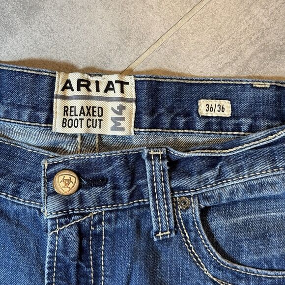 Ariat M4 Gulch Relaxed Boot Cut Jeans Men 36x36 Blue Cotton - Picture 7 of 16